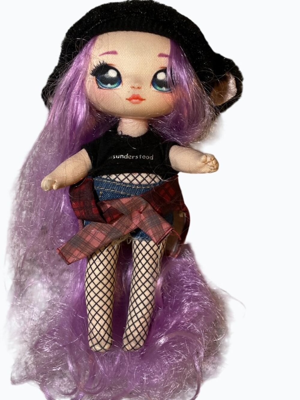 Na Na Na Surprise Doll Misunderstood Outfit Purple Hair Fishnet Tights Plush